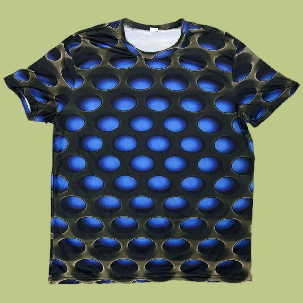 Y2K 3D Optical Illusion Geometric Hole Pattern Graphic Tee